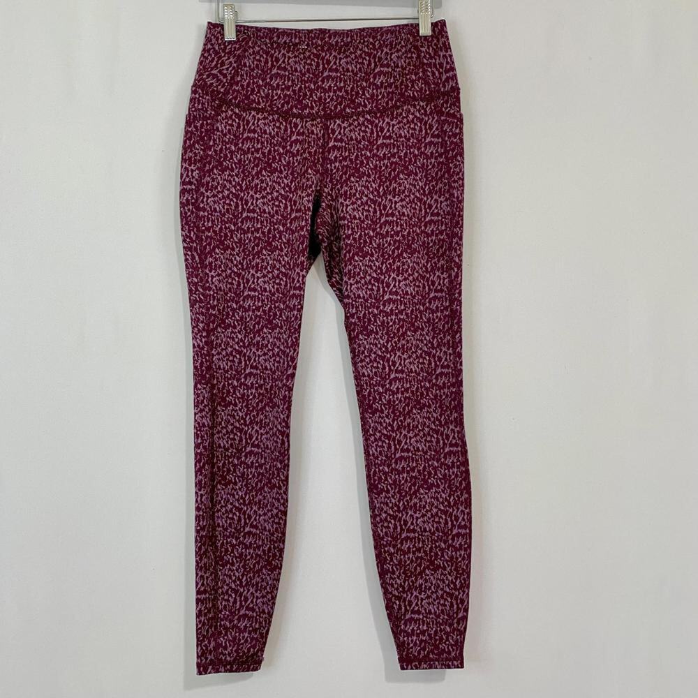 All in Motion Women's Athletic Legging Maroon Print Size Small EUC